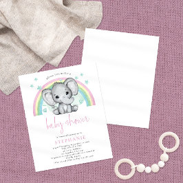 Flyer Chá de fraldas PAPEL-Elefante - Arco-Íris Rosa