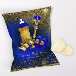 Flyer Chá de fraldas Real Azul Dourado Príncipe Chip Bag