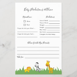 Flyer Chá de fraldas Safari Predições e Jogo de Aconselh