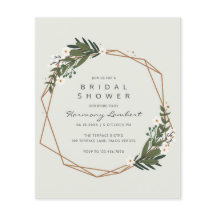 Chá de Noiva Boho Geométrico Dourado com Folhagens