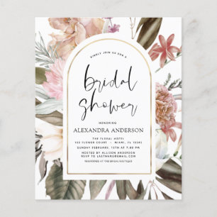 Flyer Chá de Noiva Boho Rosa Pó Bege e Borgonha