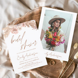 Flyer Chá de Noiva de Terracota Boho Grama Pampas Orçame