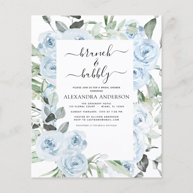 Flyer Chá de panela Azul com Derrante de Orçamento Brunc (Frente)