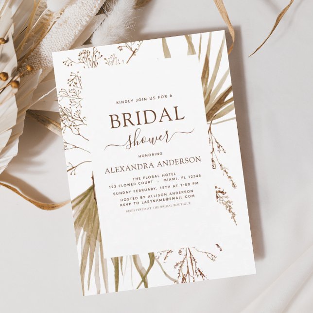 Flyer Chá de panela Boho Bohemian Grass Grass Grass Fl (Criador carregado)