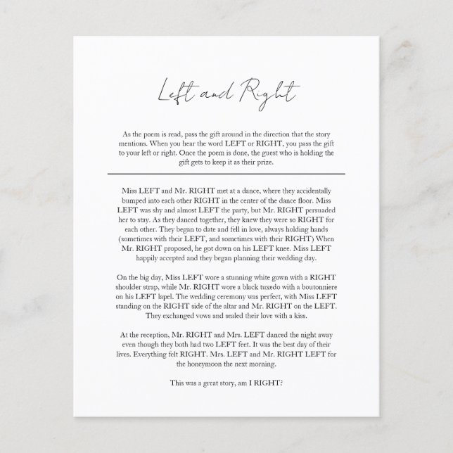 Flyer Chá de panela branco preto moderno - Jogo esquerdo (Frente)