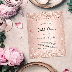 Flyer chá de panela brilho rosa de ouro convite de orç
