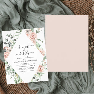 Flyer Chá de panela de Brunch e Bolha Rosa com Dobra de
