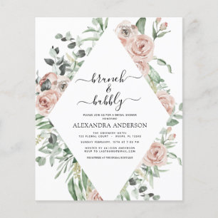 Flyer Chá de panela de Brunch e Bolha Rosa com Dobra de