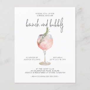 Flyer Chá de panela de Brunch e Bolha Rosa Elegante de