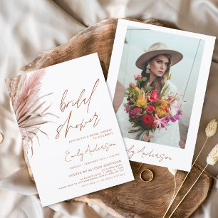 Flyer Chá de panela de Grass Terracotta Boho Pampas