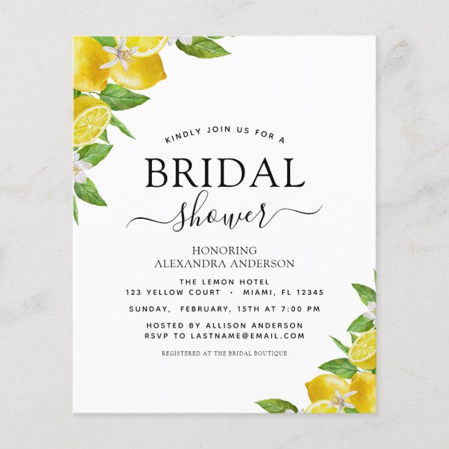 Flyer Chá de panela de orçamento - Convites aos Citros (Frente)