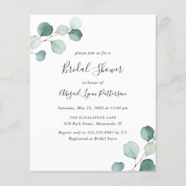 Flyer Chá de panela de Orçamento Simples Eucalyptus