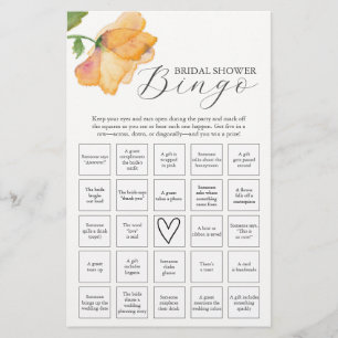 Flyer Chá de panela do Tema Floral Laranja Bingo