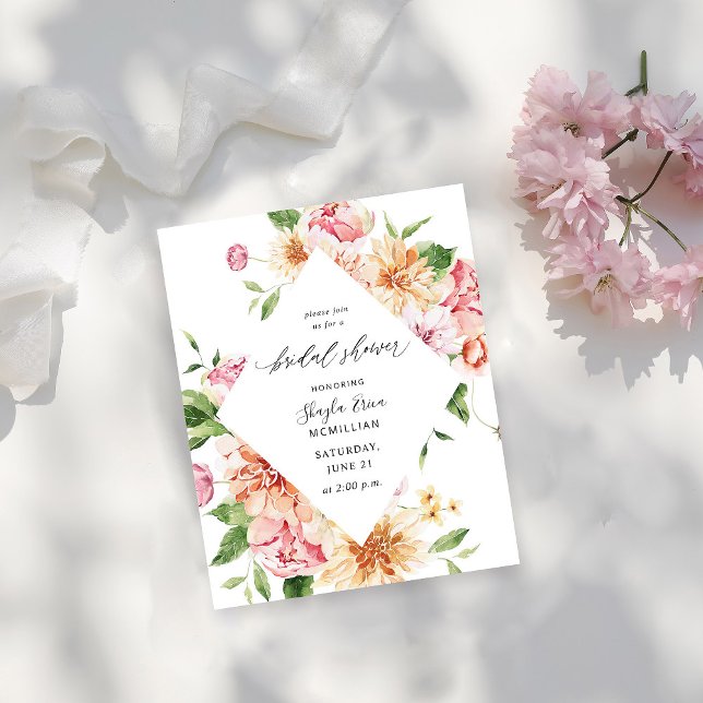 Flyer Chá de panela Floral e Verde Rosa de Orçamento (Criador carregado)