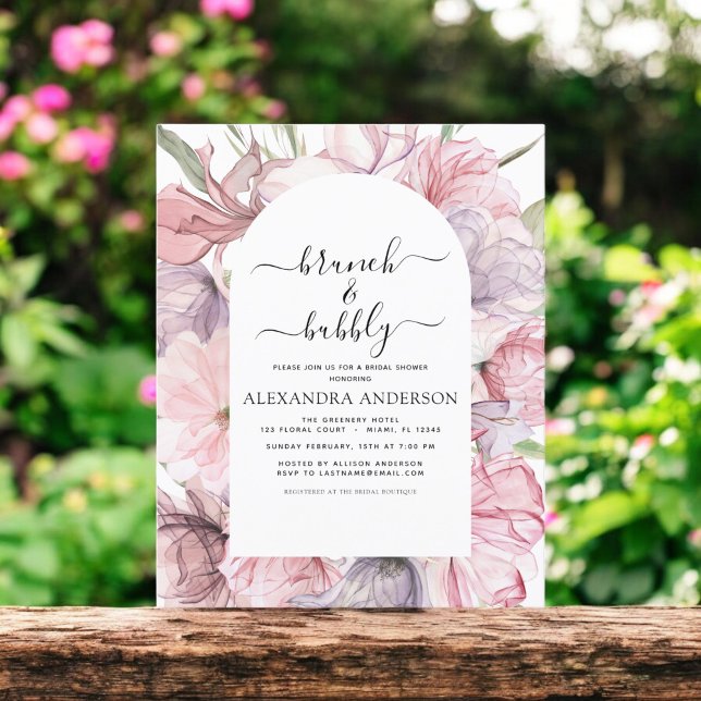 Flyer Chá de panela Roxo do Brunch e Bubble Boho (Criador carregado)