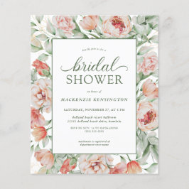 Flyer Chá de panela Verde do Sage Blush Floral Blush de