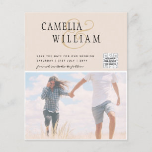 Flyer Champanhe Blush PHOTO Casamento Convite QR Código
