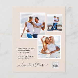 Flyer Champanhe Blush PHOTO Casamento Convite QR Código