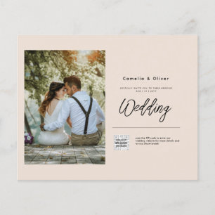 Flyer Champanhe Blush PHOTO Casamento Convite QR Código