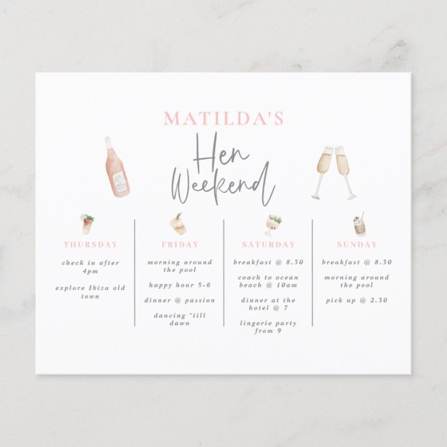 Flyer Champanhe de coquetel Watercolor no fim de semana (Frente)