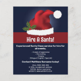 Flyer Chapéu de Natal Vermelho Festivo no Azul - Contrat