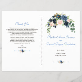 Flyer Charm Navy Blue Blush Flowers Bloom Program