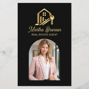 Flyer Chave Moderna de Casa Dourada Agente Imobiliário