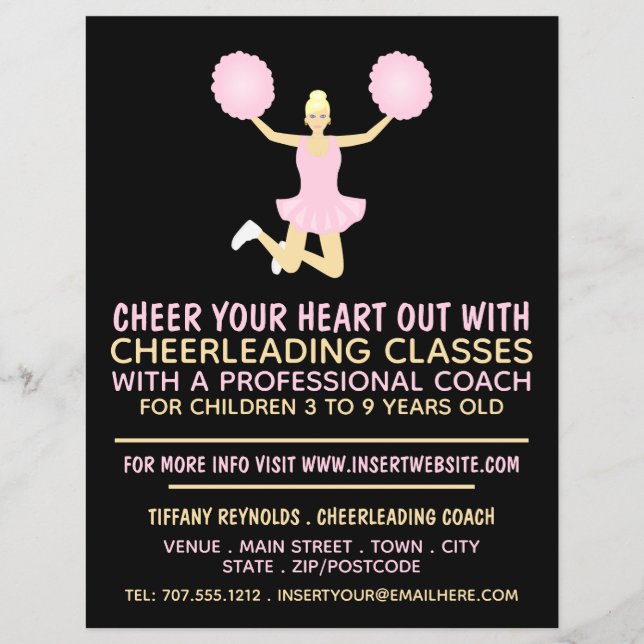 Flyer Cheerleader rosa, classe líder de torcida Publicid (Frente)