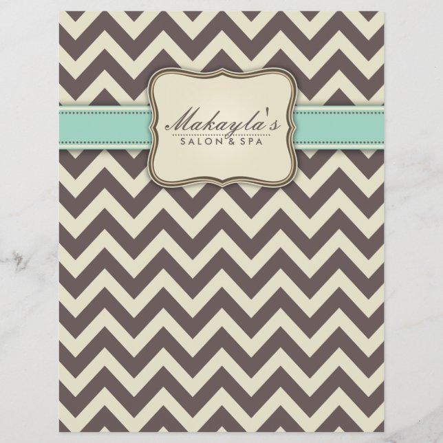Flyer Chevron Modern Brown, Verde e bege Elegante (Frente)