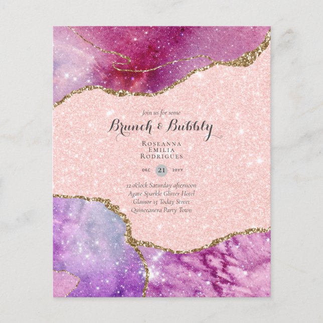Flyer CHIC BUDGET BRUNCH e BUBBLY AGATE GLITTER Inv (Frente)