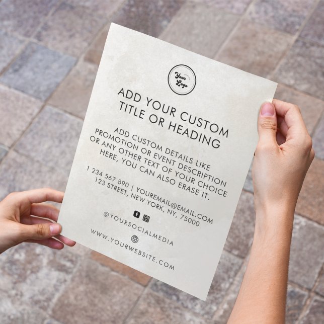 Flyer Chic Marble Logotipo de negócios personalizado e m (Criador carregado)