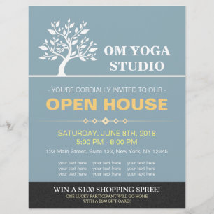 Flyer Chic Tree Yoga Instrutor Theraptor Salon Open Hous