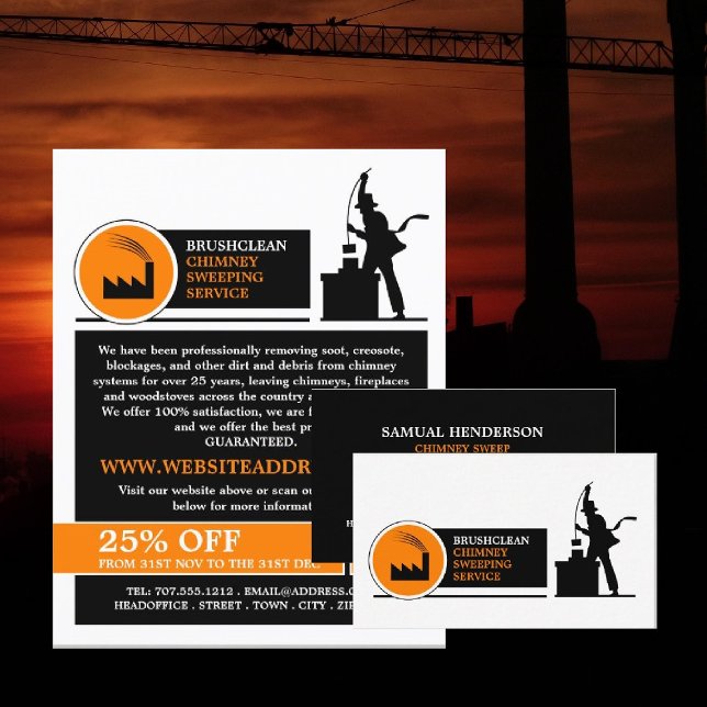 Flyer Chimney Sweep Logo Design Chimney Sweep Sweep Serv (Criador carregado)