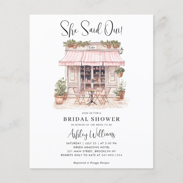 Flyer Chique Ela Disse Oui Tema Paris Café Chá de Noiva (Frente)