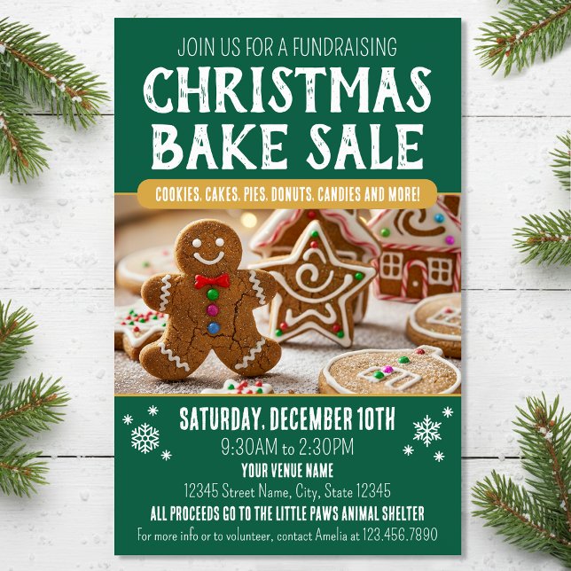 Flyer Christmas Bake Sale Festive Holiday Green Business (Criador carregado)