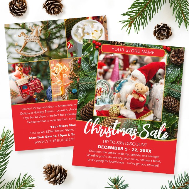Flyer Christmas Sale Shopping Festive Red Business (Criador carregado)