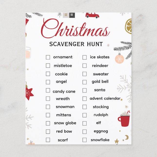 Flyer Christmas Scavenger Hunt Checklist Art (Frente)