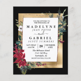 Flyer Christmas Winter Elegant Poinsettia Gold Wedding