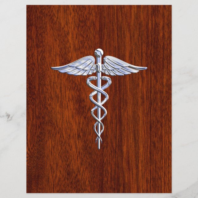 Flyer Chrome Like Caduceus Medical Symbol Mahogany Style (Frente)