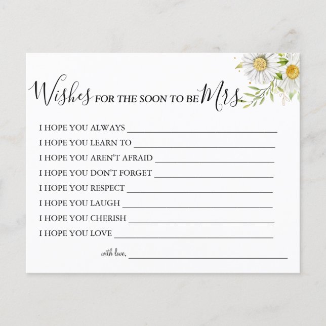 Flyer Chrysanthemum Deseja que em breve seja a Sra. Card (Frente)