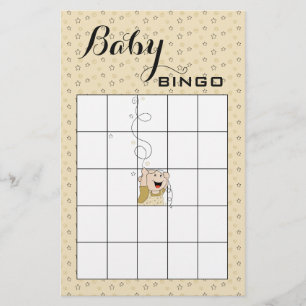 Flyer Chuva de Bebê BINGO Dourado Preto Estrelas Bebê