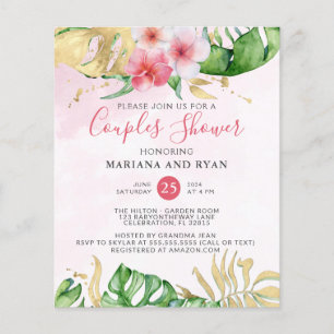 Flyer Chuva de Bebê de Casal Floral Tropical de Verão co