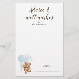 Flyer Chuva de Desejos Urso de Pelúcia Azul Baby Shower