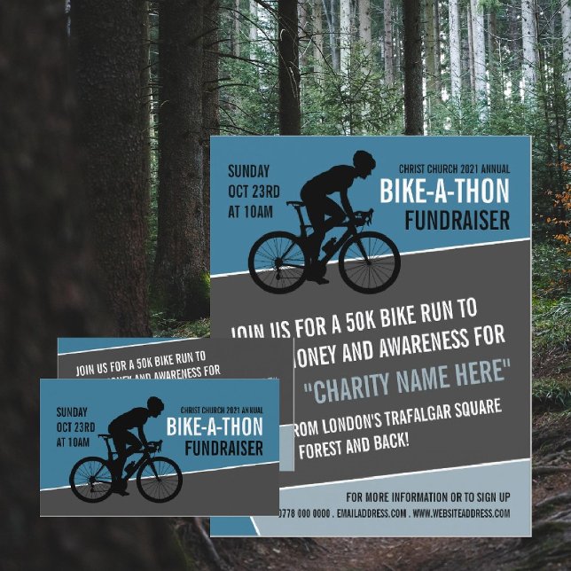 Flyer Ciclista Silhouette, evento Charity Bike-a-Thon (Criador carregado)