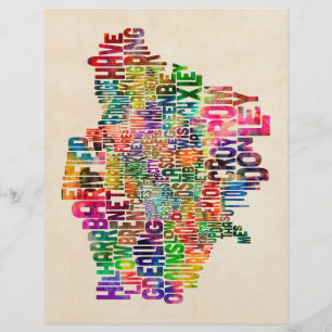 Flyer Cidades do mapa de texto da tipografia de Londres