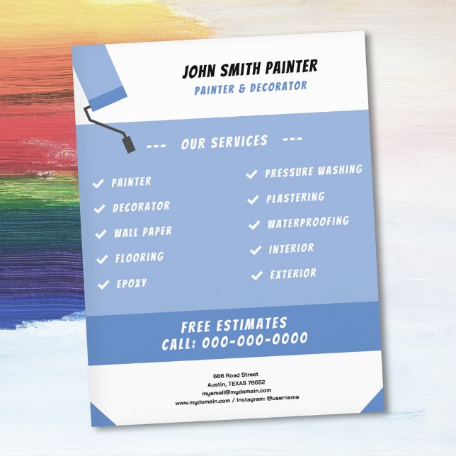 Flyer Cilindro de pintura - Pintor e desorador (Painter & Decorator Flyer)