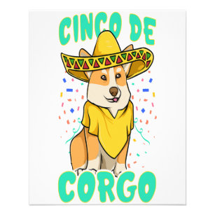 Flyer Cinco de Mayo Funny Corgi Cachorro com Poncho _ Me