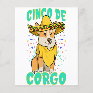 Flyer Cinco de Mayo Funny Corgi Cachorro com Poncho _ Me