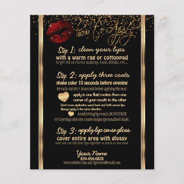 Flyer Cinnamon Red Glitter Lip 💋 Instructions - Black (Frente)