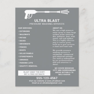 Flyer Cinza De Arma De Água De Lavagem Por Pressão
